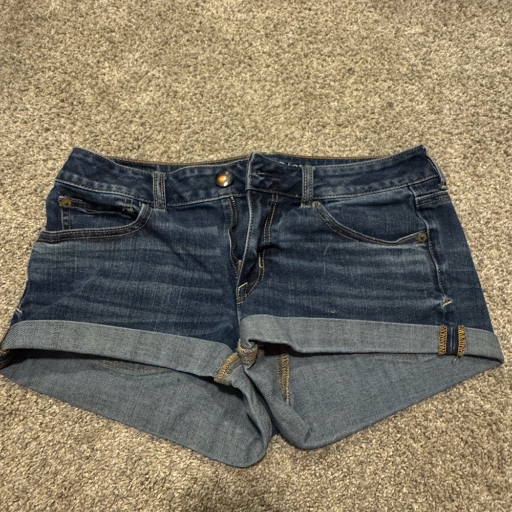 American Eagle Dark Blue Denim Shortie Shorts